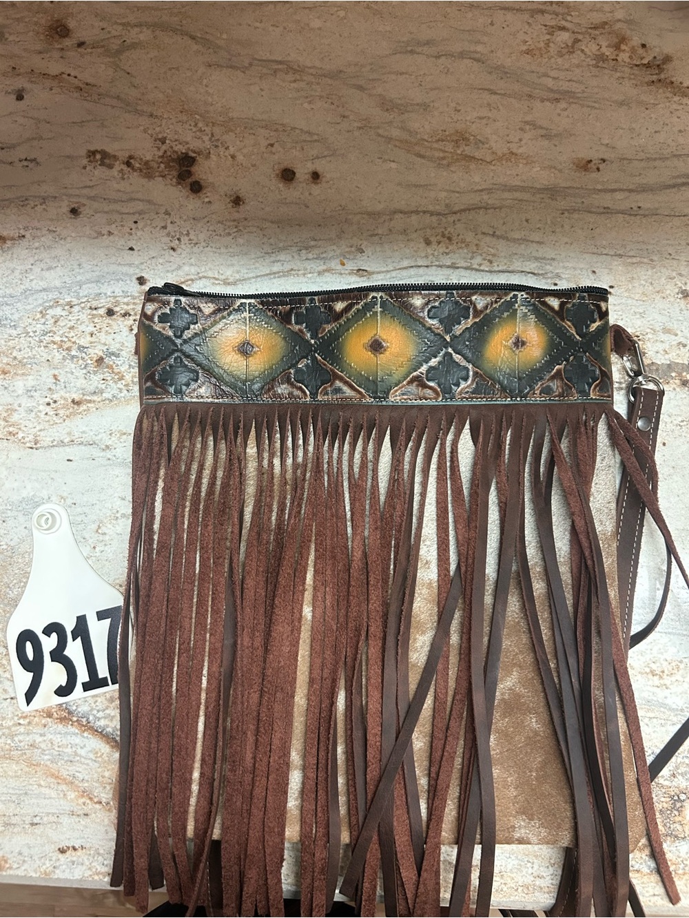 Holy Cow Couture Fringed Brown Leather Purse